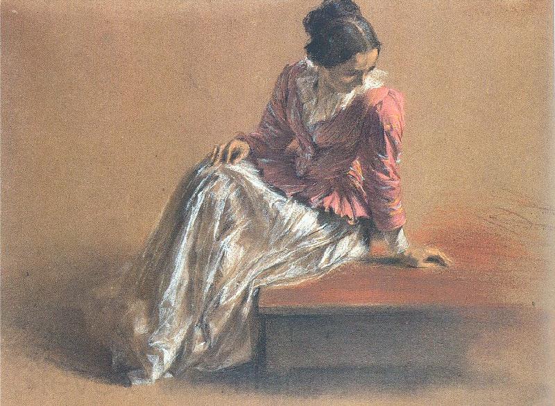 Adolph von Menzel Costume Study of a Seated Woman: The Artist's Sister Emilie Spain oil painting art